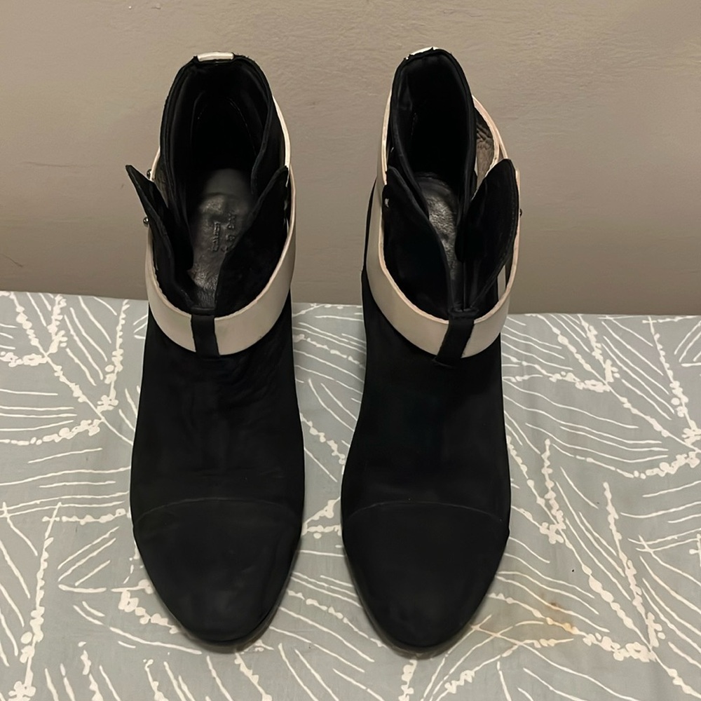 Rag & Bone Black & White Harrow Leather Suede Ankle Boots
